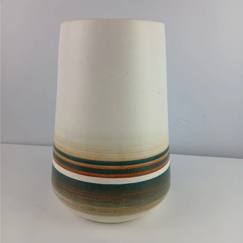 Beit HaYotzer Israel MCM Ceramic Vase Scandinavian Modern Earth Tone Stripe 70s